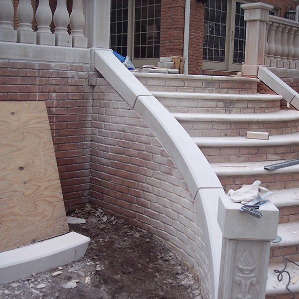 Limestone on stair rail