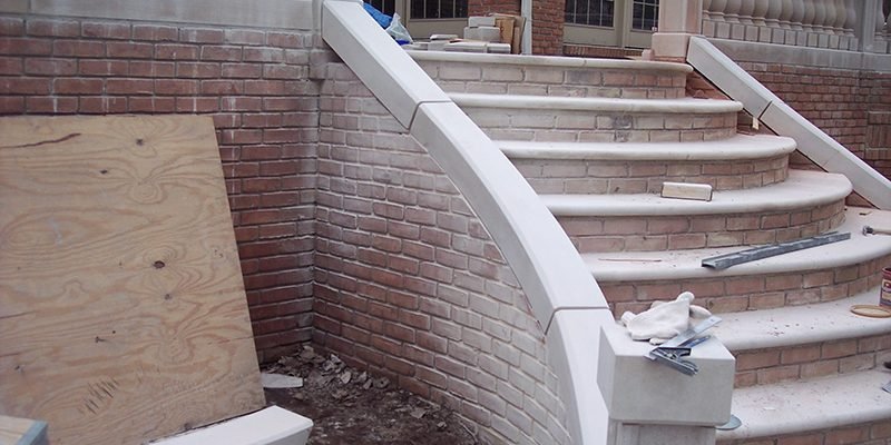 Limestone on stair rail