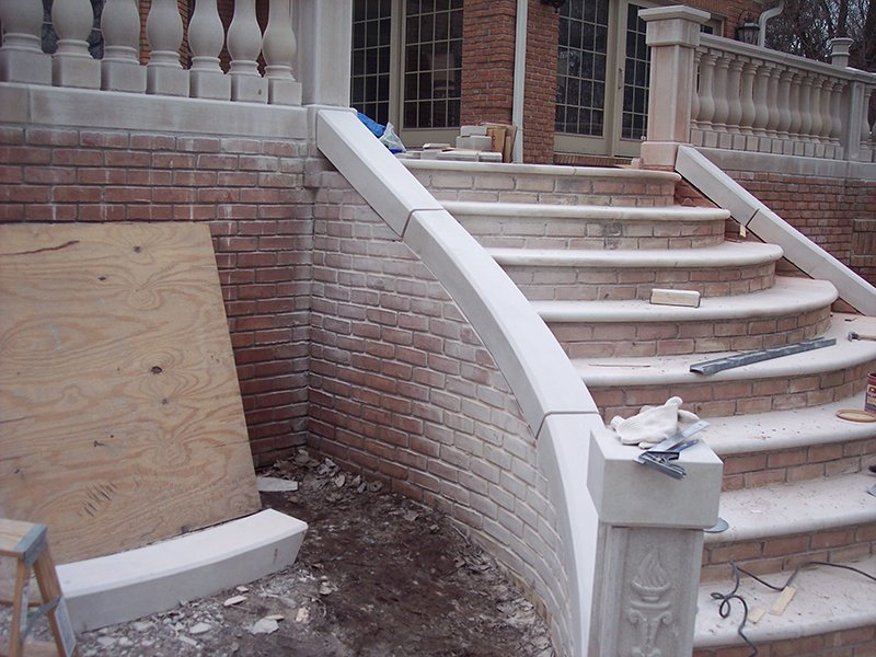 Limestone on stair rail